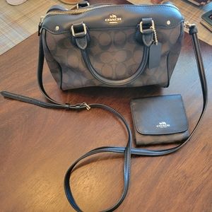Like new Coach Rowan Satchel Signature Canvas and matching trifold wallet set